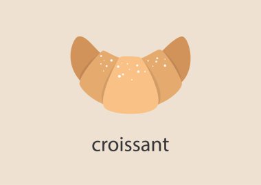 İçine şeker tozu serpiştirilmiş bir kruvasan. Geleneksel bir Fransız kahvaltısı hamur işi.