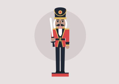 Fındıkkıran ahşap bir oyuncak, kılıç tutan bir asker, Noel tatili süsü.