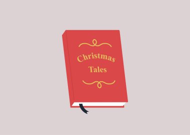 Bir Noel Masalı kitabı, bir kış tatili boş zamanı, arka planda izole edilmiş kırmızı bir kapak.