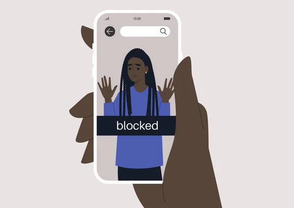 Mano Possesso Uno Smartphone Con Account Utente Bloccato Visualizzato Uno — Vettoriale Stock