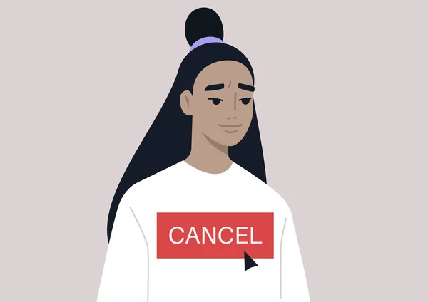 Cancelar Concepto Cultura Joven Personaje Asiático Femenino Siendo Cancelado Por — Archivo Imágenes Vectoriales