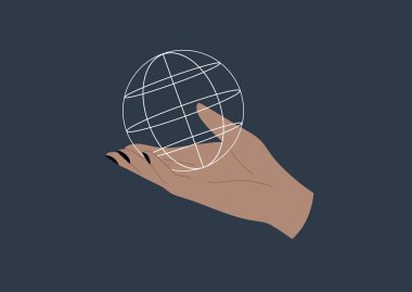 A hand holding a globe, geography and geopolitics, planet earth, ecology and responsible consumption clipart