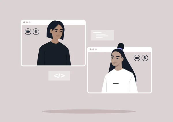 Video konferansı, evden çalışma, sosyal uzaklık, iş tartışması.