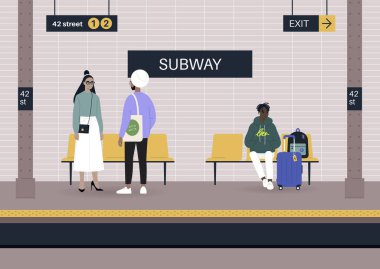 Metro istasyonunda bir platformda bekleyen yolcular, her gün işe gidenler