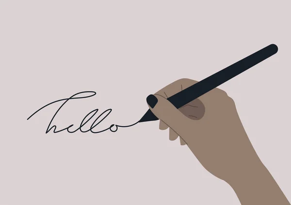 Een Sjabloon Van Een Hand Schrijven Een Woord Elegante Handschrift — Stockvector