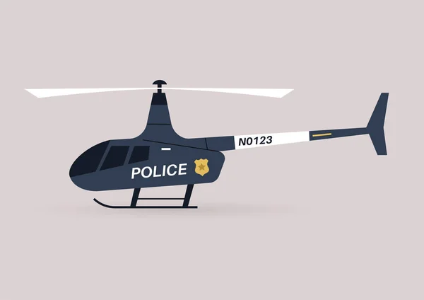 Uma Vista Lateral Helicóptero Polícia Veículo Serviço Serviço —  Vetores de Stock
