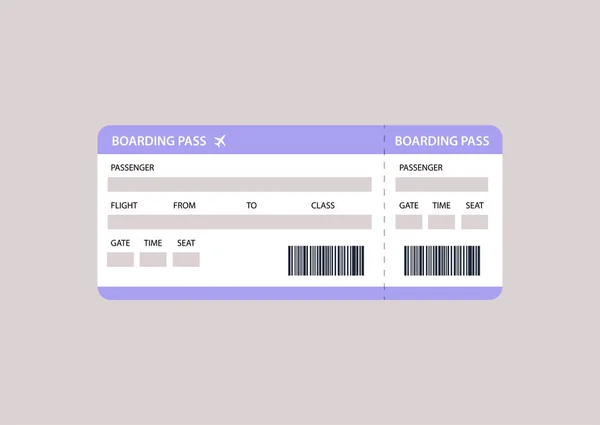 Eine Bordkartenvorlage Ein Design Eines Flugtickets Mit Strichcode — Stockvektor