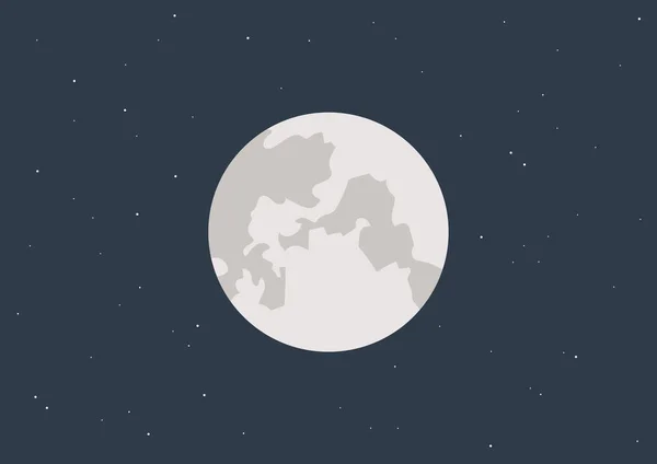 Full Moon Surrounded Stars Dark Night Sky Astronomy Theme — Stock Vector