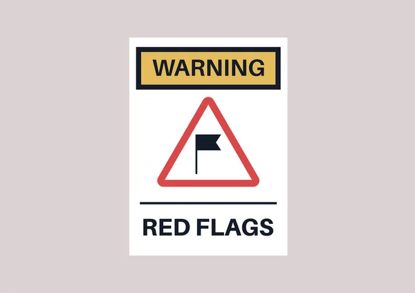 工業用警告板として様式化された赤い旗記号 関係の問題 — ストックベクタ