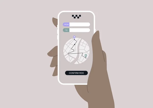 Servicio Aplicación Móvil Línea Pedir Una Aplicación Taxi Transporte Urbano — Vector de stock