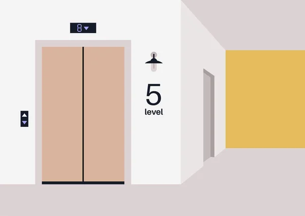 Leere Aufzugshalle Und Flur Wohnhaus Drinnen Keine Personen — Stockvektor