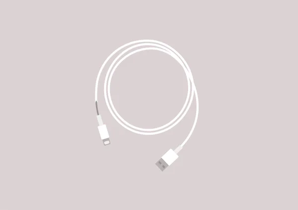 Broken Mobile Charging Cable Old Usb Wire — Stock Vector