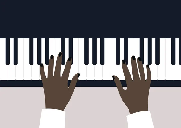 Manos Tocando Piano Vista Superior Música Cultura — Vector de stock