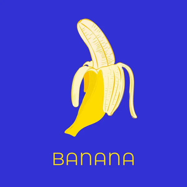 Keltainen tuore banaani värikäs vektori kuva — vektorikuva