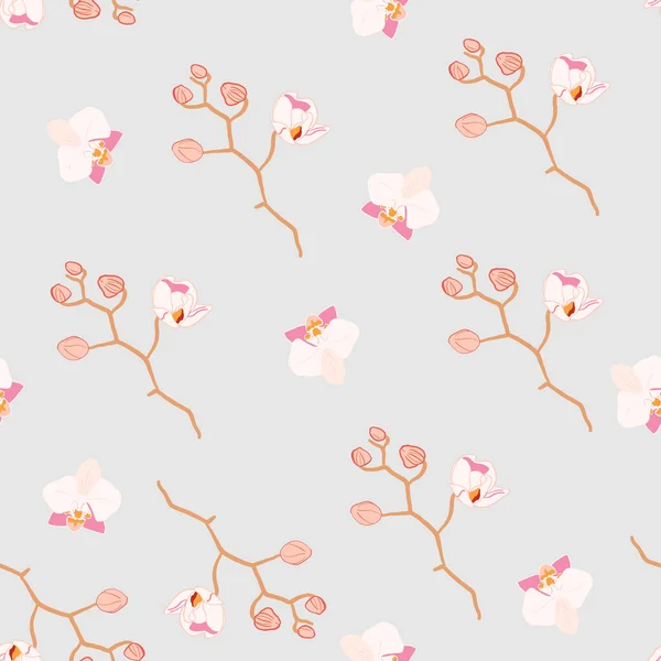 Floral motif sans couture fleurs d'orchidée rose vecteur — Image vectorielle
