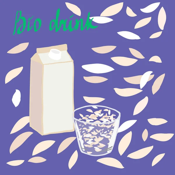 Rice milk in a bag, in a bottle — ストックベクタ