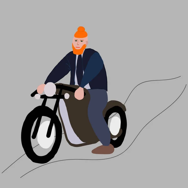 Hombre montando moto, carreras de deportes extremos. vector — Archivo Imágenes Vectoriales