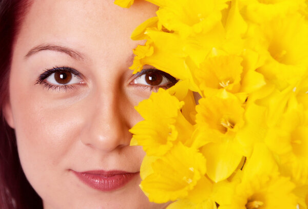 spring beauty, women with yellow flowers