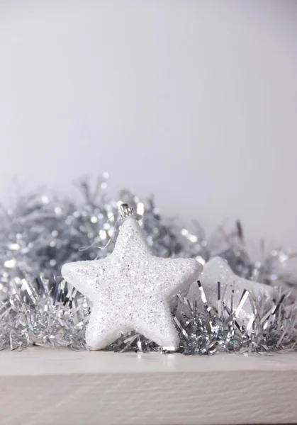 Christmas decoration on white wood — Stock Photo, Image