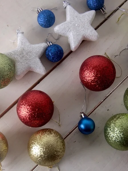 Christmas decoration on white wood Stock Photo