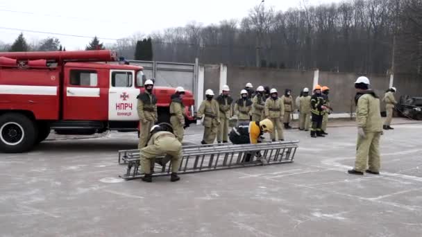 Ukraine Vinnytsia Circa 2021 Training Young Rescuers Firefighters Training Ground — 비디오