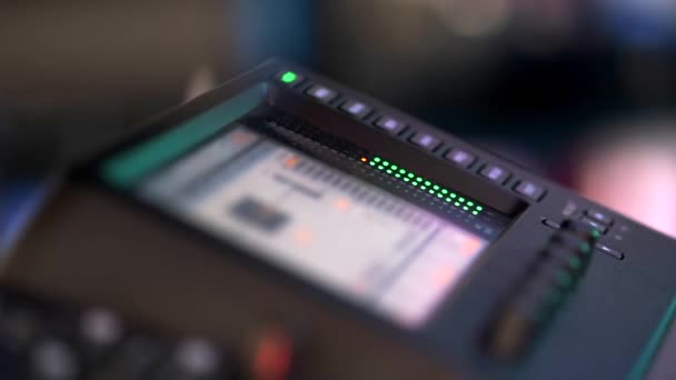 Equipamento Música Para Controle Misturador Som Dispositivo Eletrônico Indicador Gravação — Vídeo de Stock