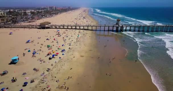 Huntington Beach Pier Symbole Surf City États Unis Tir Partir — Video