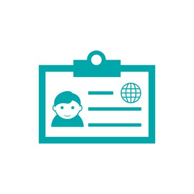 Kimlik kartı simgesi. Kimlik simgesi. Düz biçim tasarım resimleme simgesini kavra.