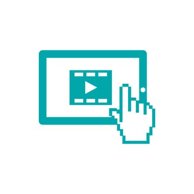 Film ikonu. Düz biçim tasarım resimleme simgesini kavra.