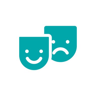 Tiyatro maskesi ikonu. Düz biçim tasarım resimleme simgesini kavra.