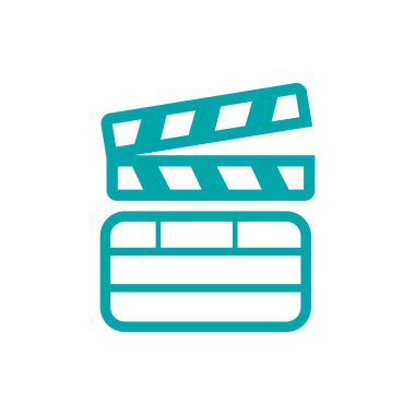 Film ikonu. Alkış tahtası simgesi. Düz biçim tasarım resimleme simgesini kavra.