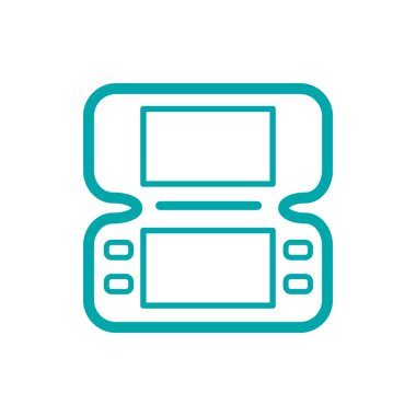 Gameboy ikonu. Elektronik video oyunu ikonu. Taşınabilir video oyunu simgesi. Düz biçim tasarım resimleme simgesini kavra.