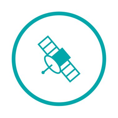 Uydu simgesi. Düz biçim tasarım resimleme simgesini kavra.