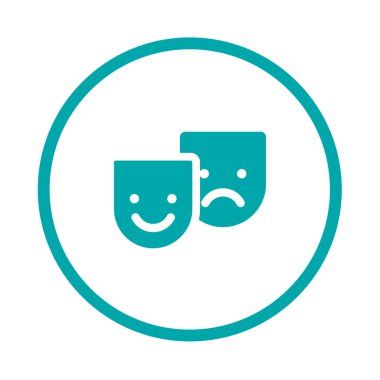 Tiyatro maskesi ikonu. Düz biçim tasarım resimleme simgesini kavra.