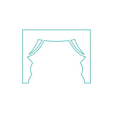 Tiyatro sahnesi ikonu. Düz biçim tasarım resimleme simgesini kavra.