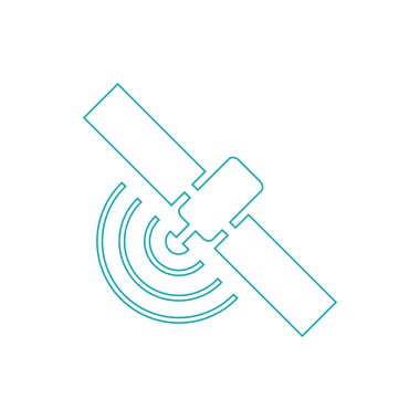 Uydu simgesi. Düz biçim tasarım resimleme simgesini kavra.