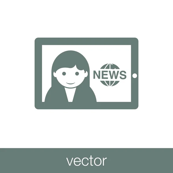 Icono Noticias Icono Ilustración Diseño Estilo Plano Concepto — Vector de stock