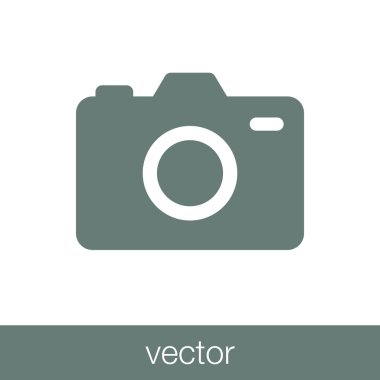 Kamera simgesi. Düz biçim tasarım resimleme simgesini kavra.