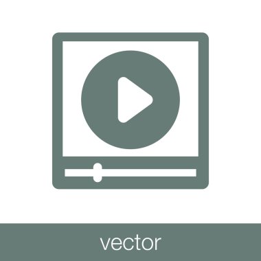 Film ikonu. Düz biçim tasarım resimleme simgesini kavra.