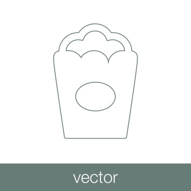 Patlamış mısır ikonu. Düz biçim tasarım resimleme simgesini kavra.