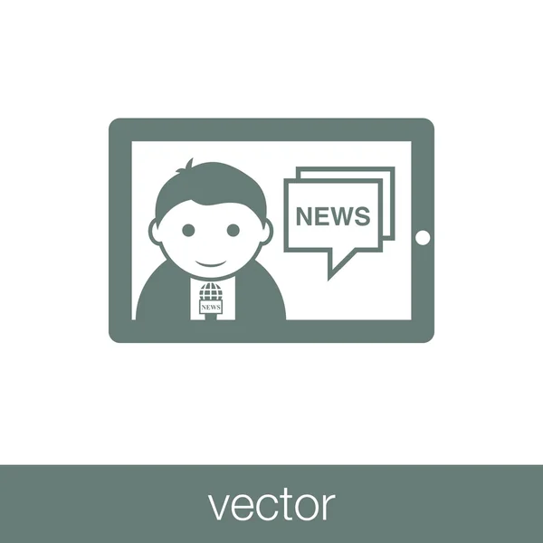 Icono Noticias Icono Ilustración Diseño Estilo Plano Concepto — Vector de stock