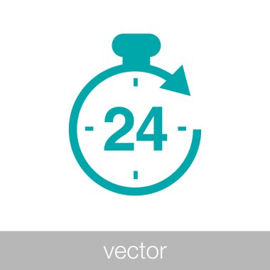 Always available - drawing of a 24 hours 7 days a week concept. A symbol for always available service. Concept flat style design illustration icon. clipart