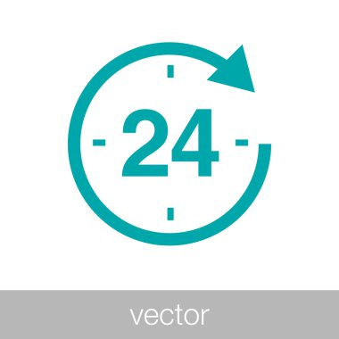 Her zaman uygundur. Haftada 7 gün 24 saat konsept çizmek. Her zaman hizmetin sembolü. Düz biçim tasarım resimleme simgesini kavra.