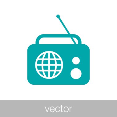 Radyo ikonu. Düz biçim tasarım resimleme simgesini kavra.