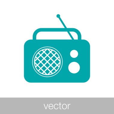 Radyo ikonu. Düz biçim tasarım resimleme simgesini kavra.