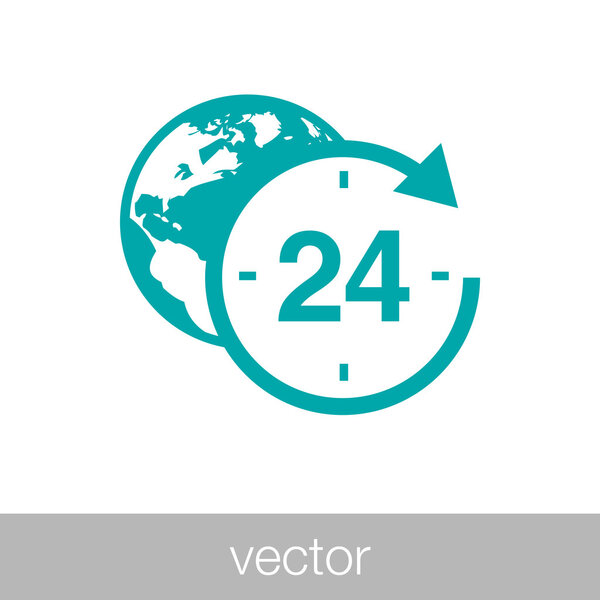 Always available - drawing a 24 hour 7 days a week concept. Символ всегда доступного сервиса. Иконка с плоским дизайном
.