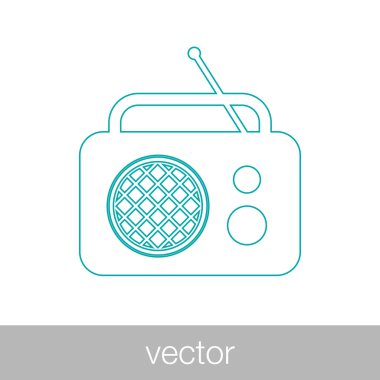 Radyo ikonu. Düz biçim tasarım resimleme simgesini kavra.