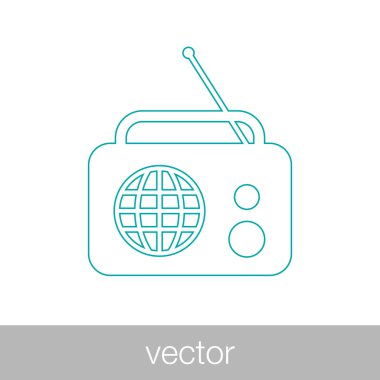Radyo ikonu. Düz biçim tasarım resimleme simgesini kavra.