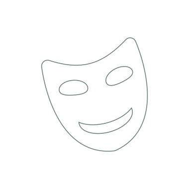 Tiyatro maskesi ikonu. Düz biçim tasarım resimleme simgesini kavra.