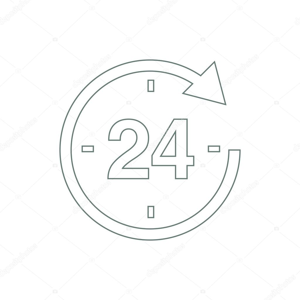 Always available - drawing of a 24 hours 7 days a week concept. A symbol for always available service. Concept flat style design illustration icon.